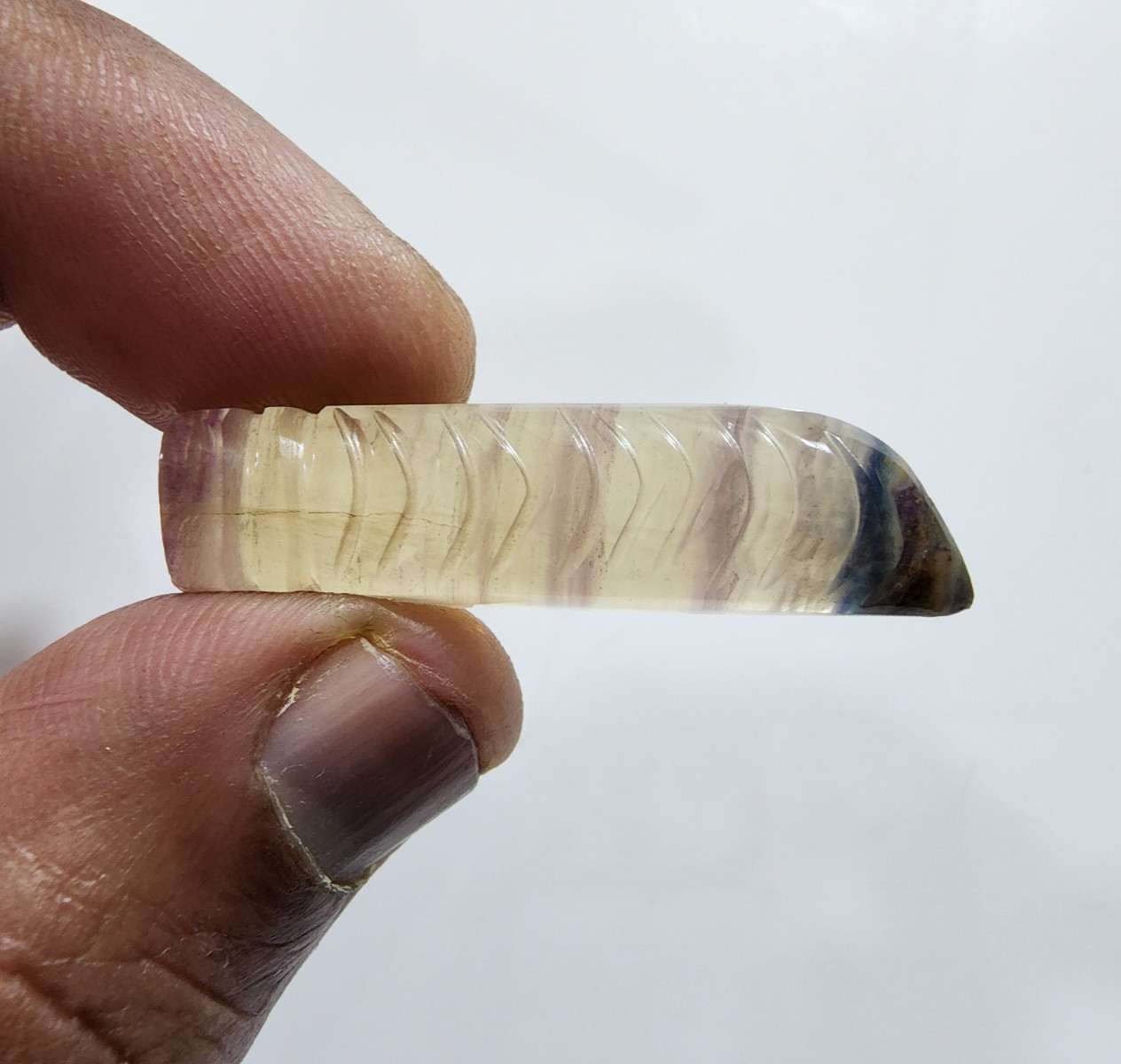Wonderful Amazing Designing Carving Rainbow Fluorite Fancy 43 Crt Loose Gemstone