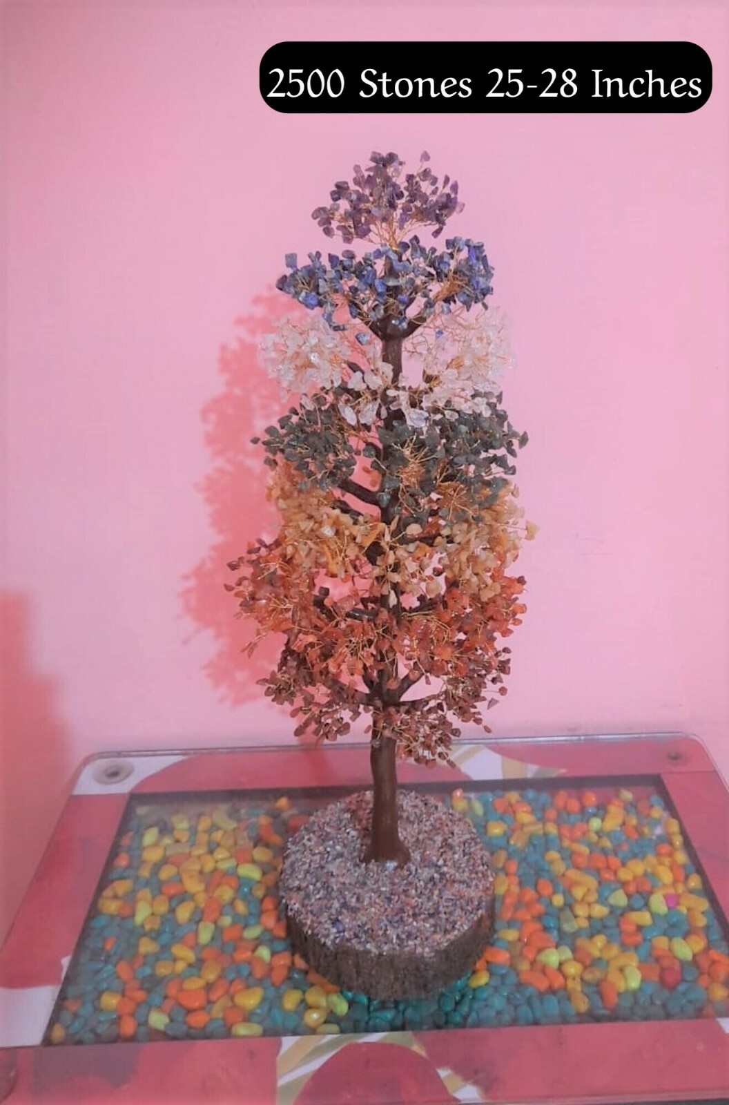 Large handmade Seven 7 Chakra gemstone crystal 2500 stone 32″BIG CHRISTMAS TREE