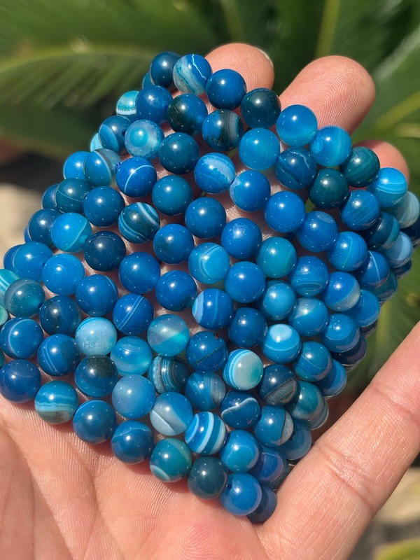 10pcs Blue Carnelian Gemstone 8mm Beaded Bracelet Healing Reiki Gift Unisex Good