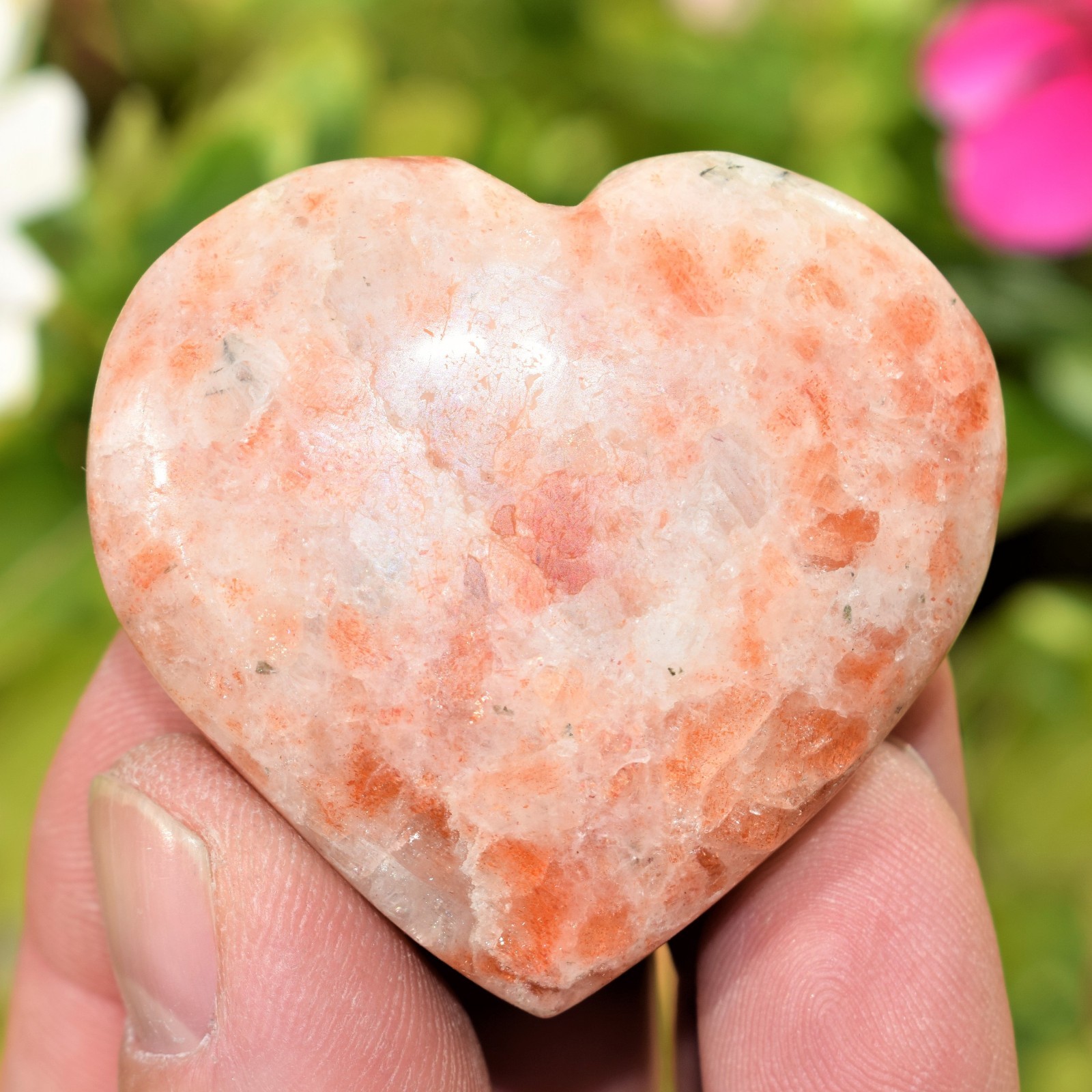 [1] MD Sunstone Crystal Puffy Heart / Palm Stone Reiki ZENERGY GEMS™