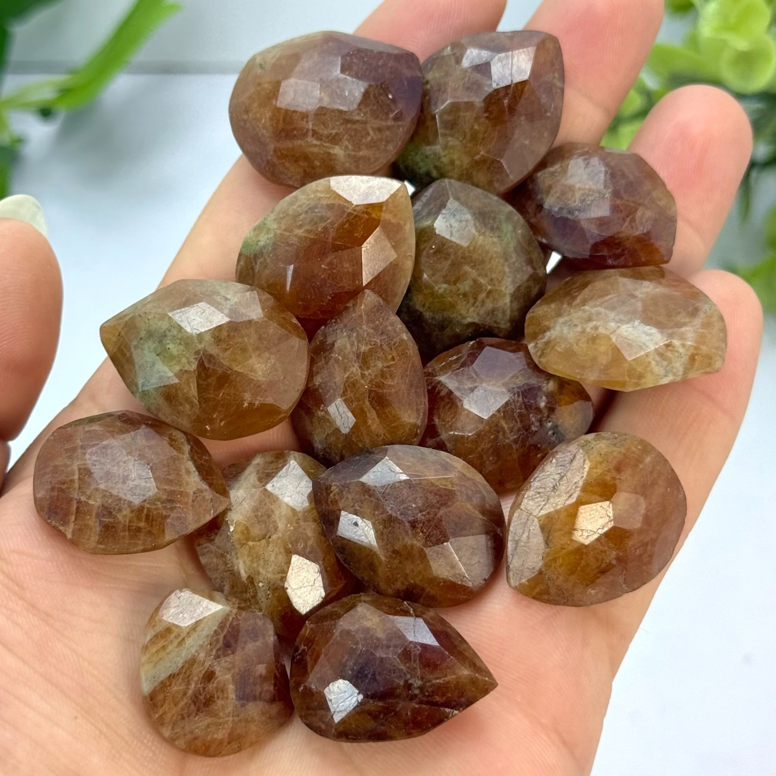 Faceted Spessartine Garnet Tear Drop Crystals for Jewelry Making, 14 Piece