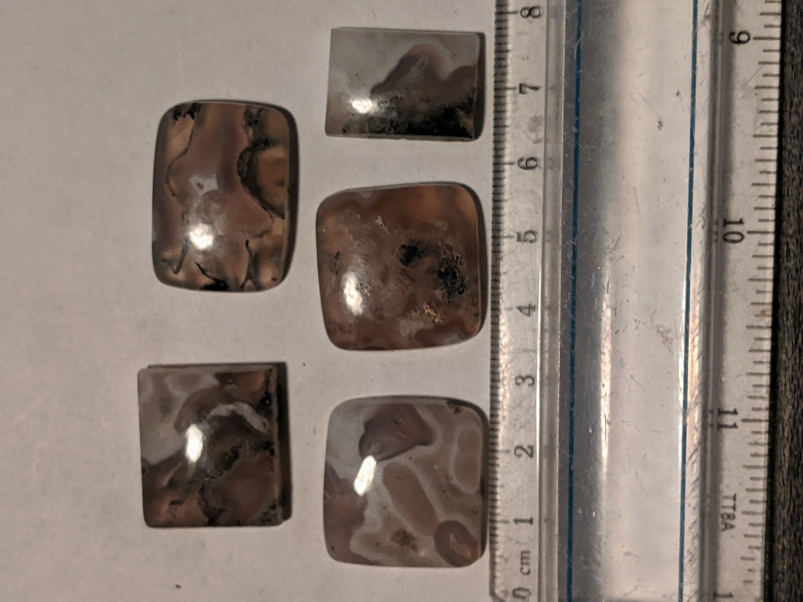 5pcs Square Solar Moss Agate Cabochons Eyeballs Cabs Polished Bulk Wholesale