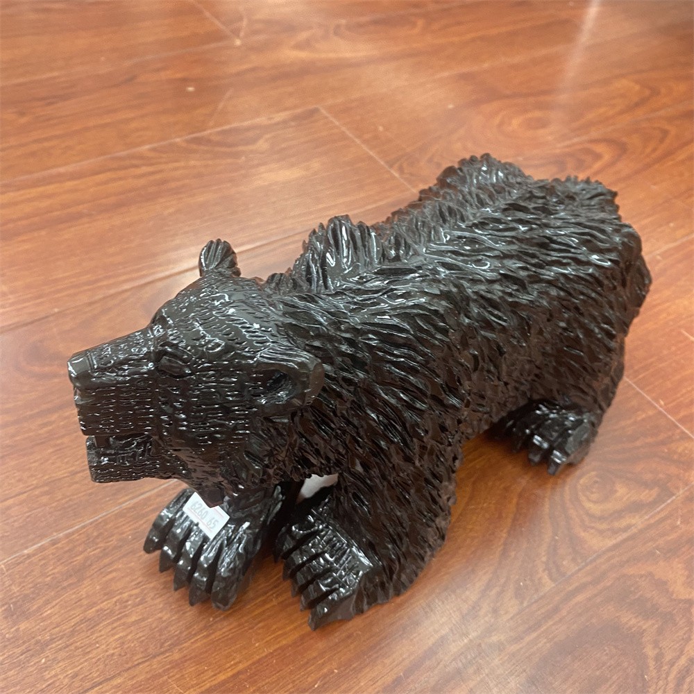 Customizable 15.8LB 11.8″Natural A+Black Xiuyan Jade Bear Crystal Carving Decor