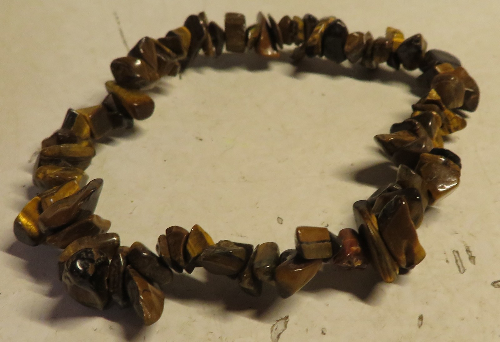 Vintage NATURAL TIGER EYE STONE GEMSTONE STRETCHY CHIP BRACELET Fashion JewelryA