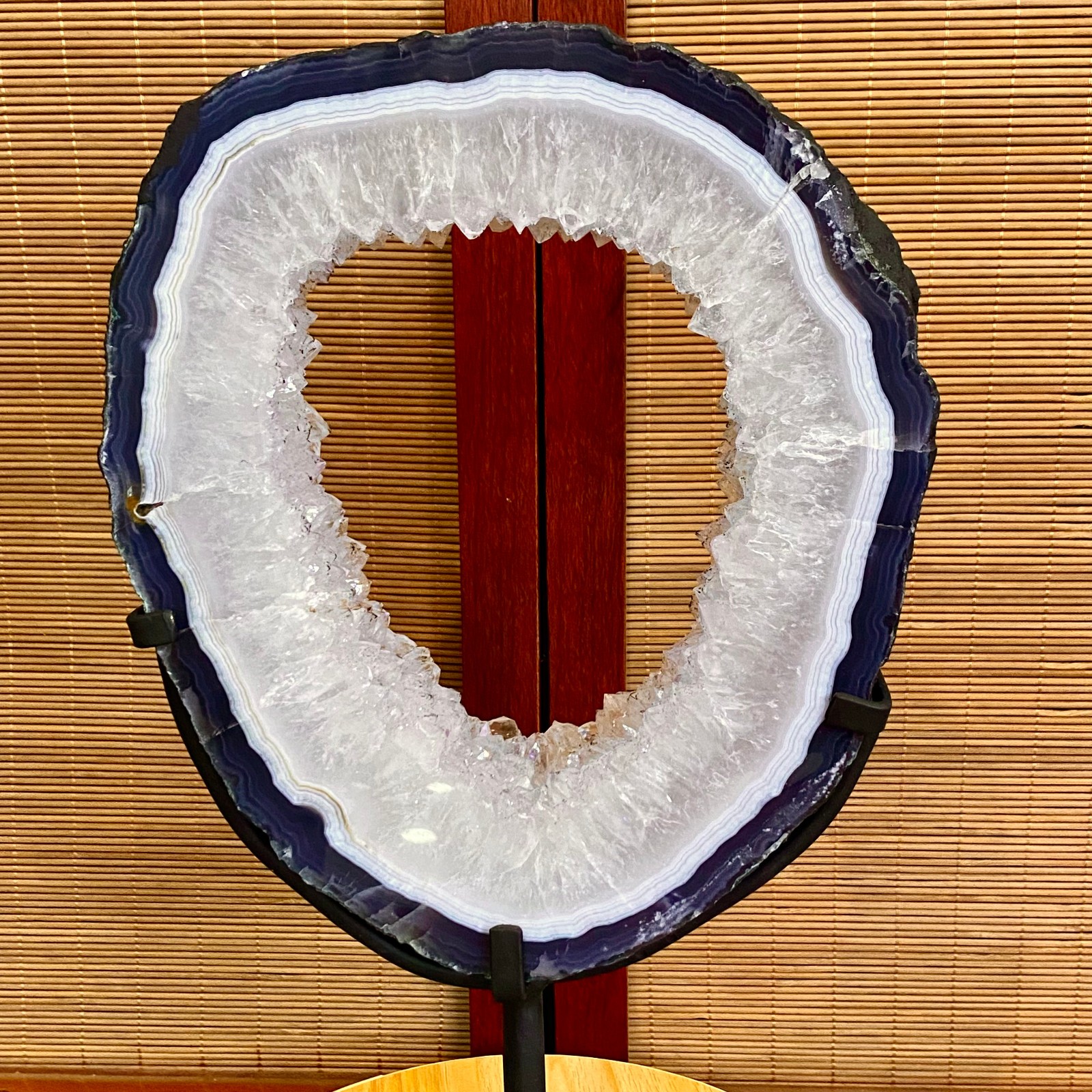 8.6LB Natural Amethyst Cave Crystal Slice Crescent shaped Hand Cut Repai