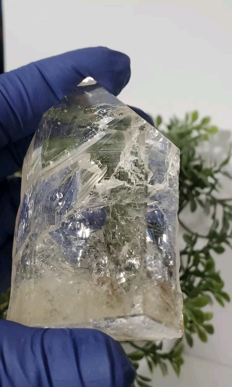 100g Natural Clear Quartz Freeform , One Side Raw Semi Polished