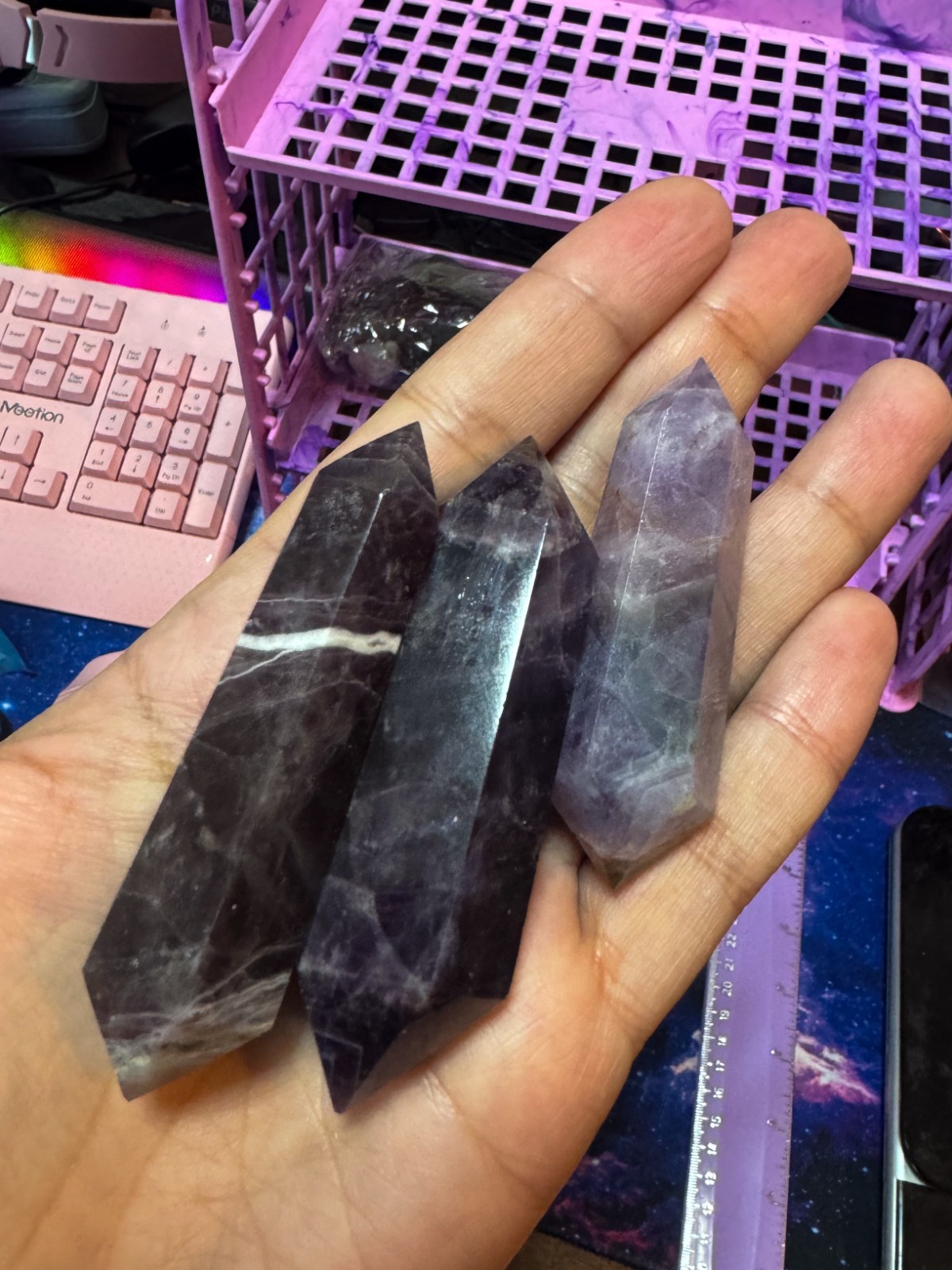 Dream Amethyst Crystal DIAMOND Cut – 3 PIECES