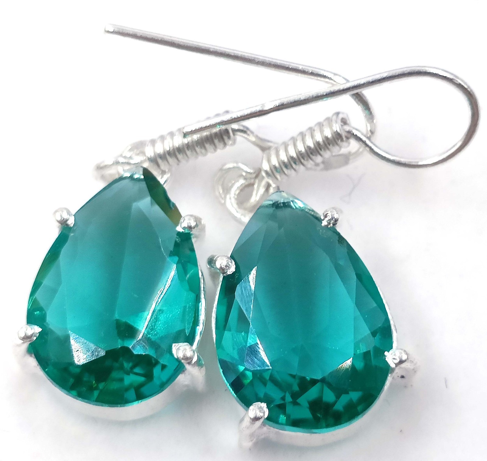 17.85 Ct Natural Green Emerald Pear Shape Earrings 925 Silver IGL Certified 6YHC