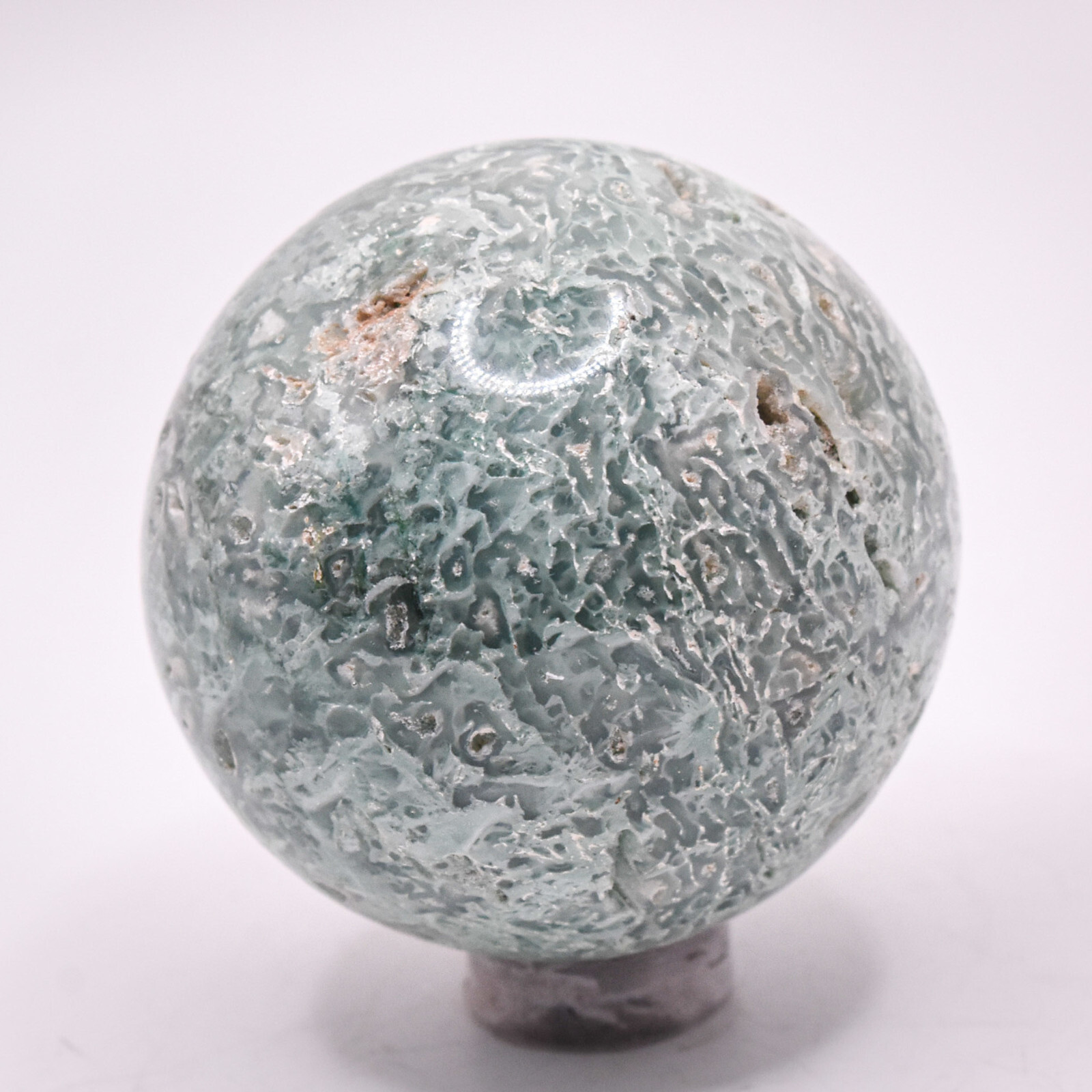 49mm Green Chalcedony Sphere Natural Druzy Crystal Sparkling Mineral Ball India