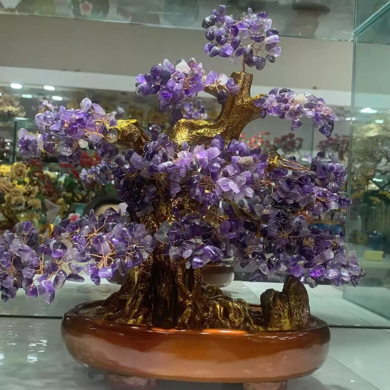 Amethyst Quartz Crystal Bonsai Tree Energy Tree Gemstone tree of Life home decor