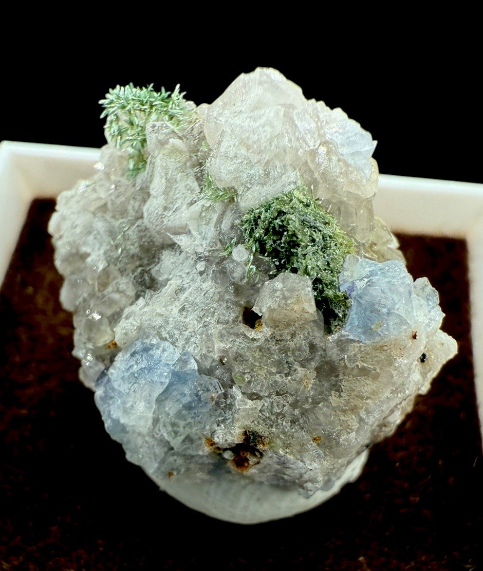 Olivenite On Fluorite & Quartz Xls : Clara Mine . Oberwolfach , Germany 🇩🇪