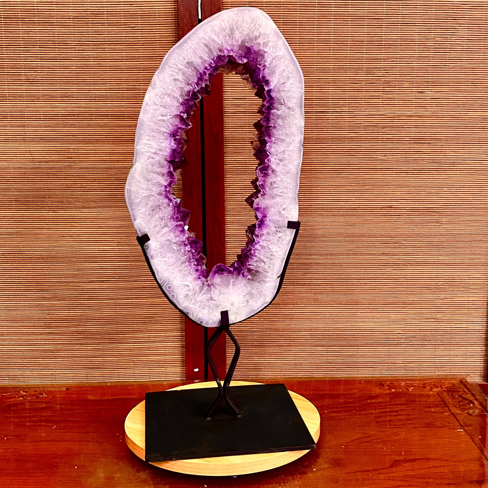 12.45LB Natural Amethyst Cave Crystal Slice Crescent shaped Hand Cut Repai