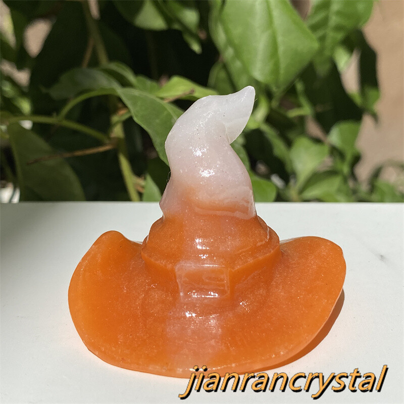 1.9″ Yellow Luminous Stone Skull Carved Resin Hat Reiki Healing Sculpture 1pc