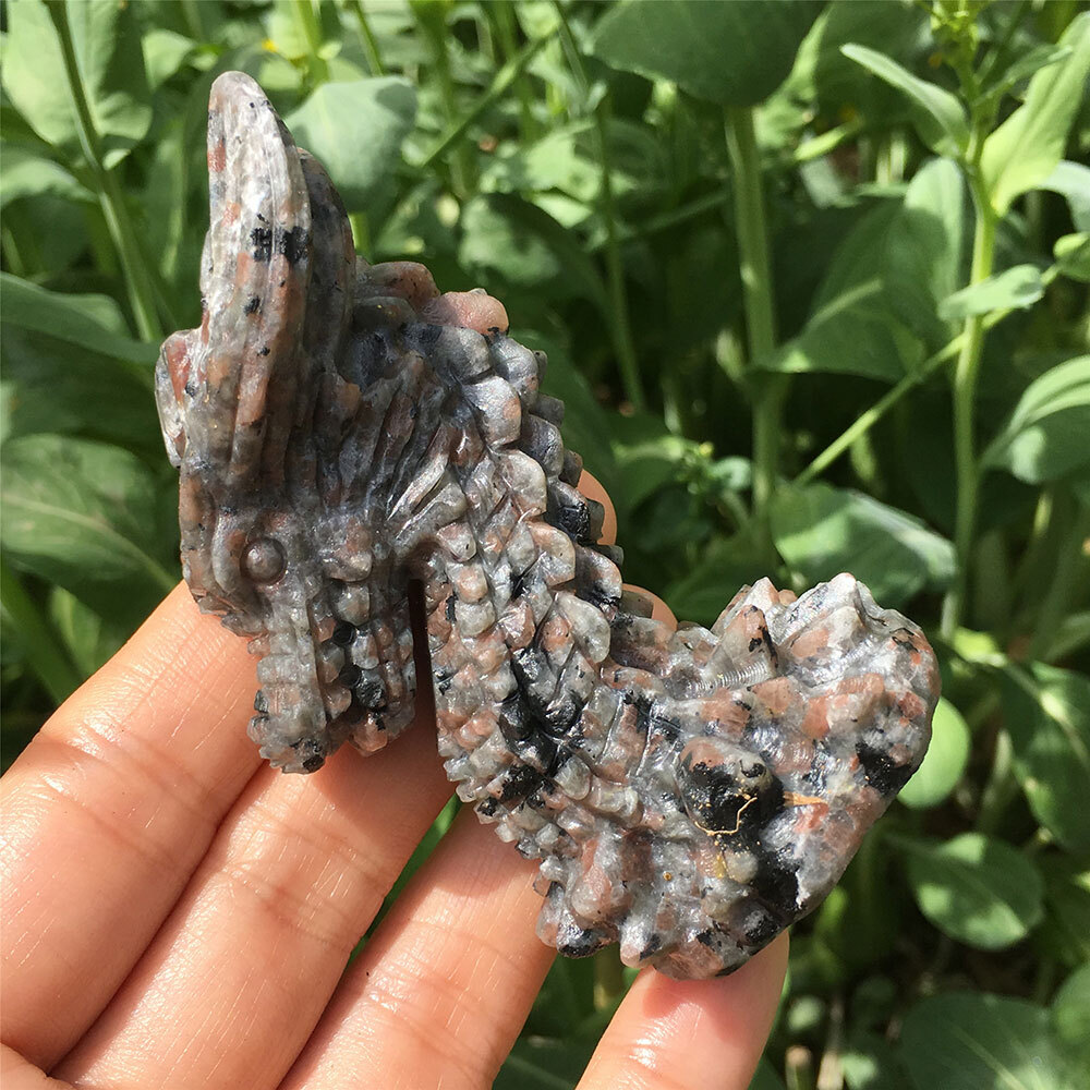 3″ Natural Yooperlite Dragon Skull Carved Quartz Crystal Skull Reiki Healing 1Pc