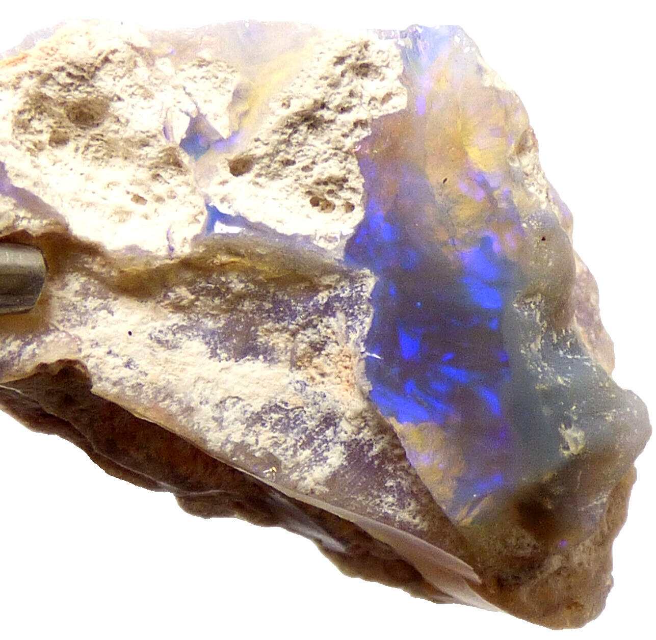 Lightning Ridge Opal Blue Purple Fire Queensland Australia Unpolished 19ct 25mm