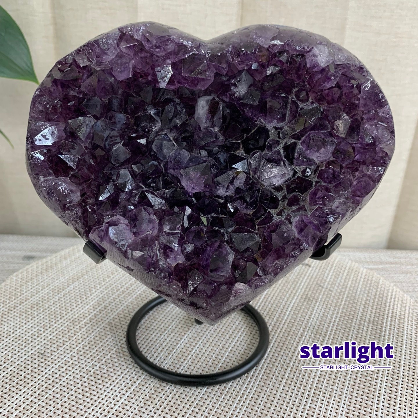 2.9LB Purple Amethyst Agate Heart Carving Natural Crystal Ornament Home Gif+base
