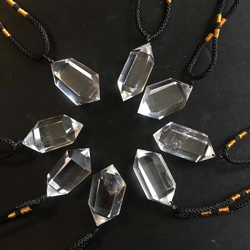 Natural Clear Quartz Crystal Pendulum Pendant Necklace Chakra Healing Stone Gift