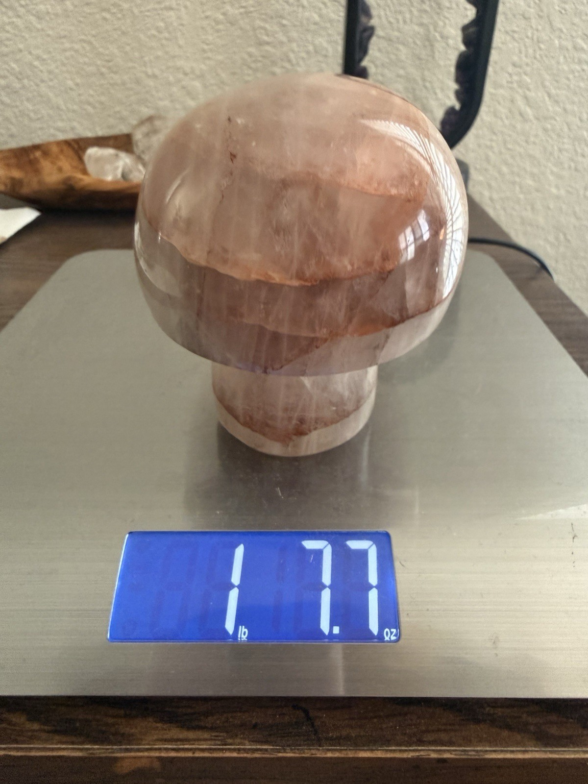 LARGE Fire Quartz Mushroom Red Hematoid Crystal Carving 1lb 8oz 3 1/2in Tall