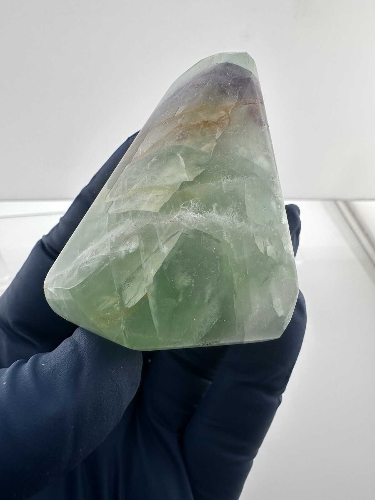 Rainbow Fluorite Handmade Triangle Faceted Purple Yellow Green Gemstone