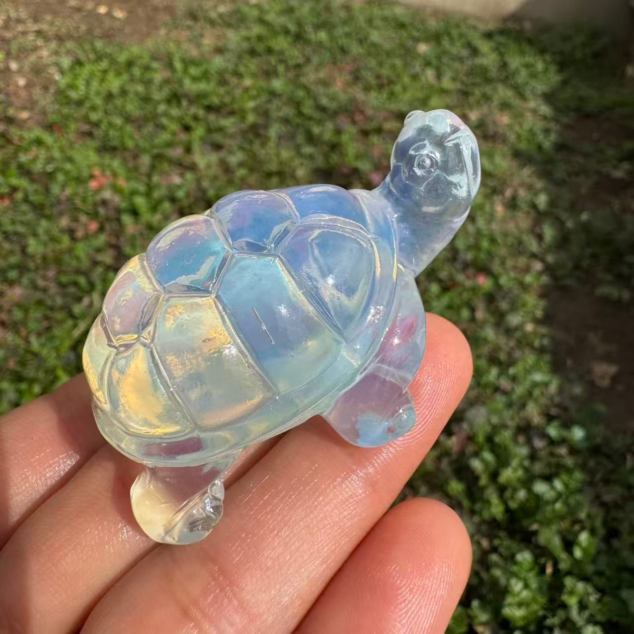 2.3″ hand carved opal turtle Quartz Crystal reiki healing 1pc