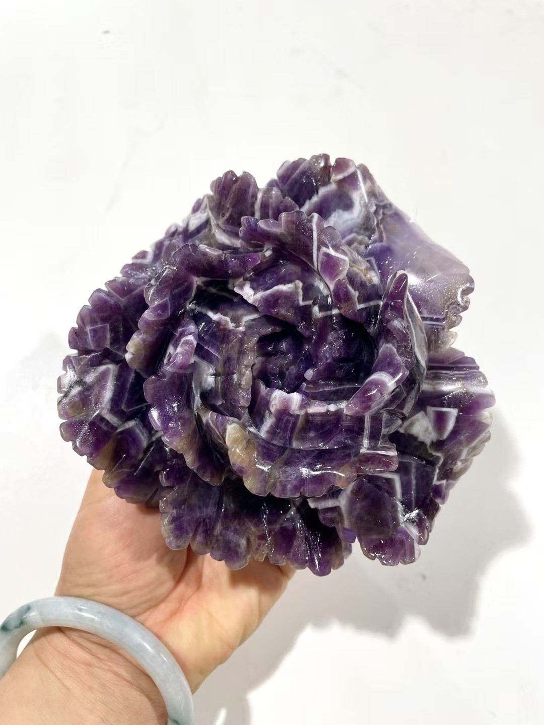 1pc Natural dream amethyst quartz Carved Flower Skull Crystal Reiki Decor Gift