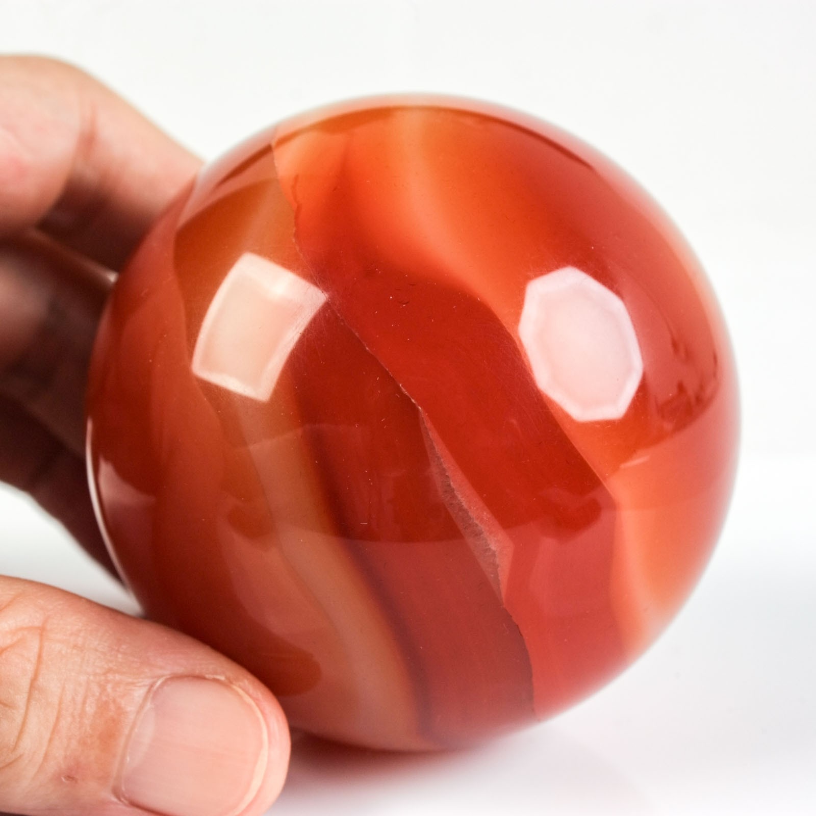 2.6″ 14.25oz Banded Carnelian Agate Sphere Crystal Ball Natural Mineral Specimen