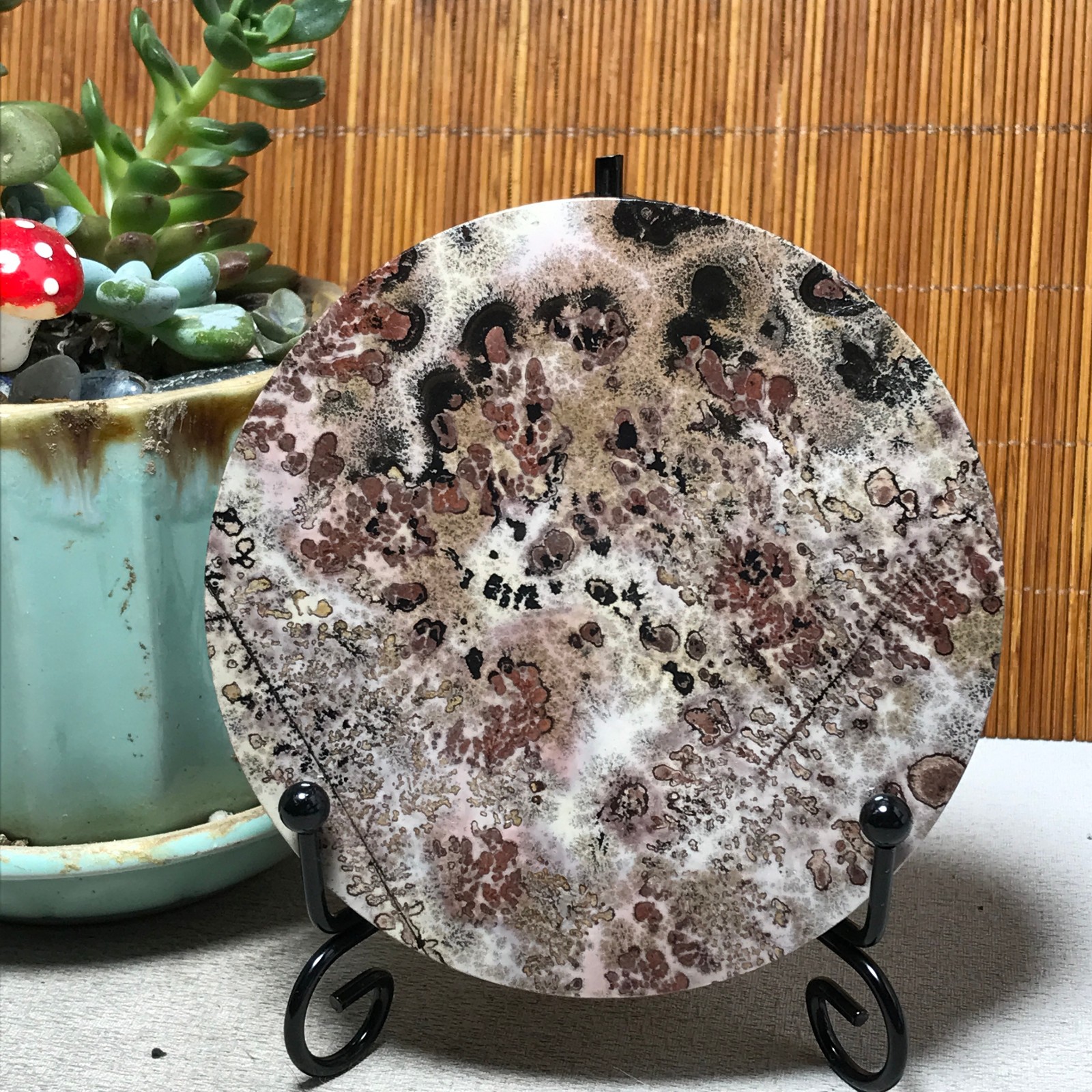 95mm Natural Chinese painting stone crystal ornaments for home decoration A6446
