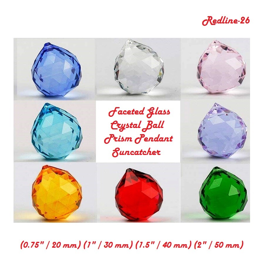 Faceted Glass Crystal Ball Prism Pendant Suncatcher Feng Shui ( 40 mm )
