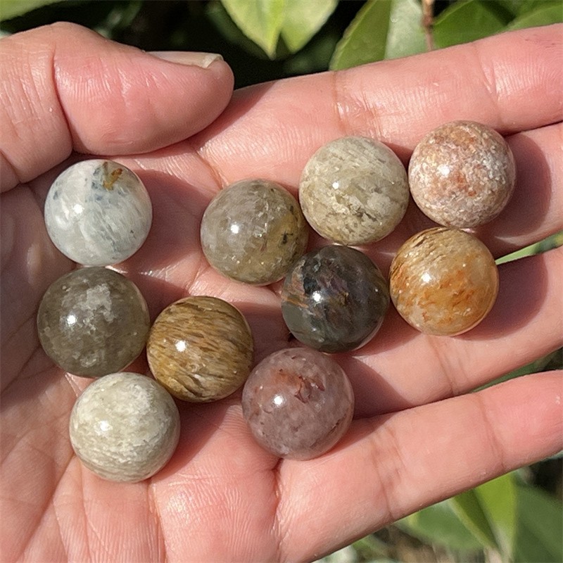 100pcs Natural Colorful Phantom Ball 15mm+ Quartz Crystal Sphere Healing Random