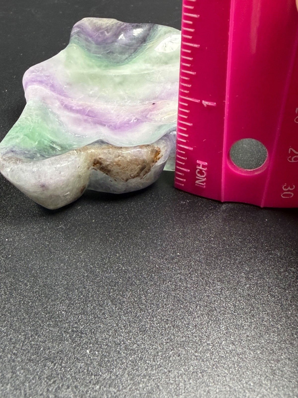 Natural Fluorite Shell Dish Bowl Hand Carved Stone Healing Crystal UVs 182g 4″