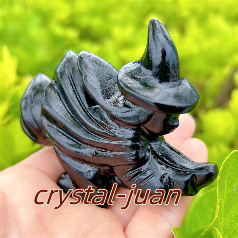 3.3″ Natural Obsidian Witch Carved Quartz Crystal Reiki Halloween Gift 1pc