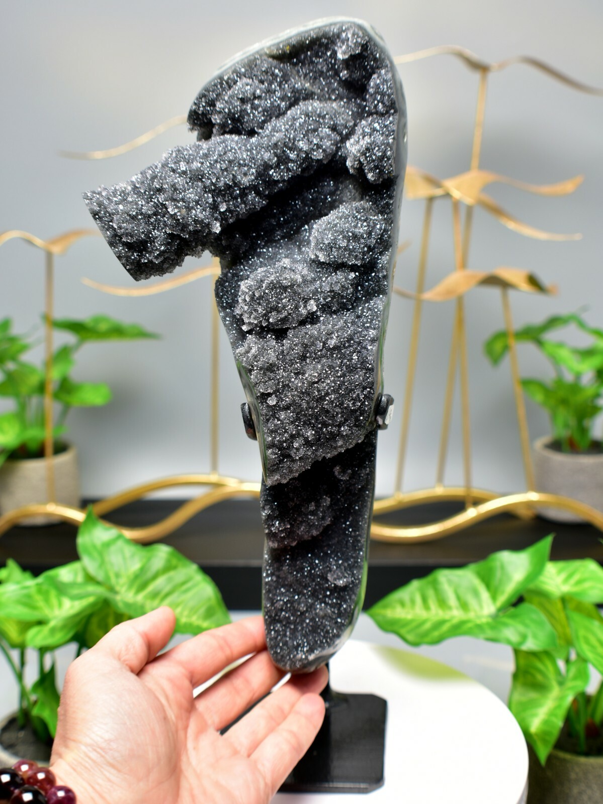 Amethyst Black Galaxy Druzy Stalactite Formation Crystal Quartz on Home Decor