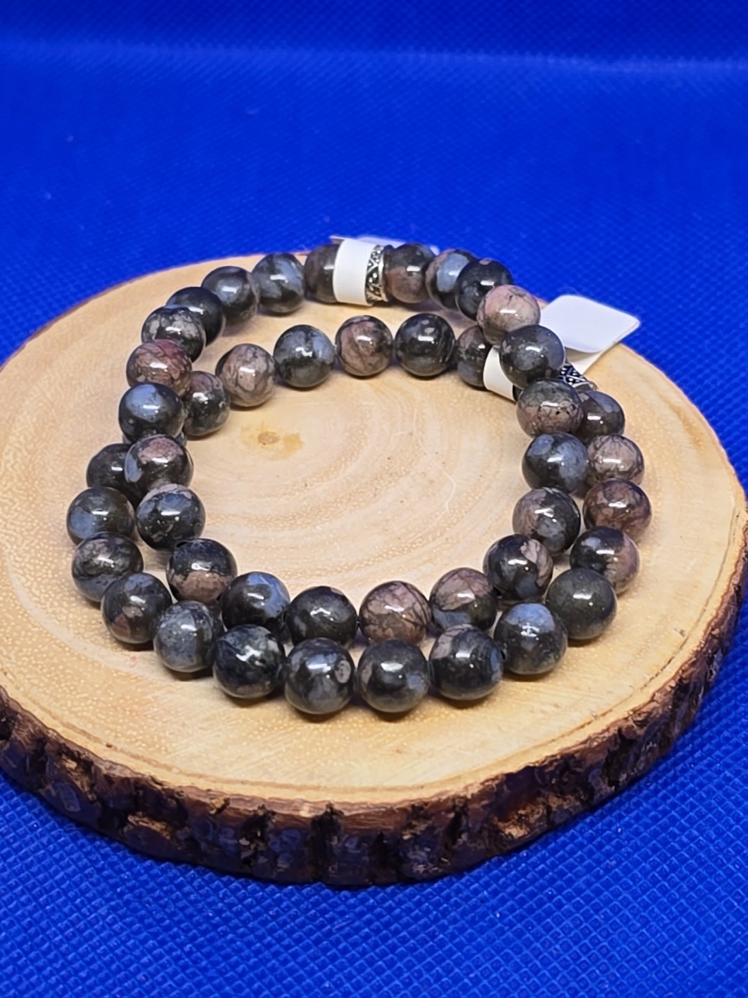 Que Sera Galaxy Ryolite 8mm Polished Bead Stretch Bracelet OSFM