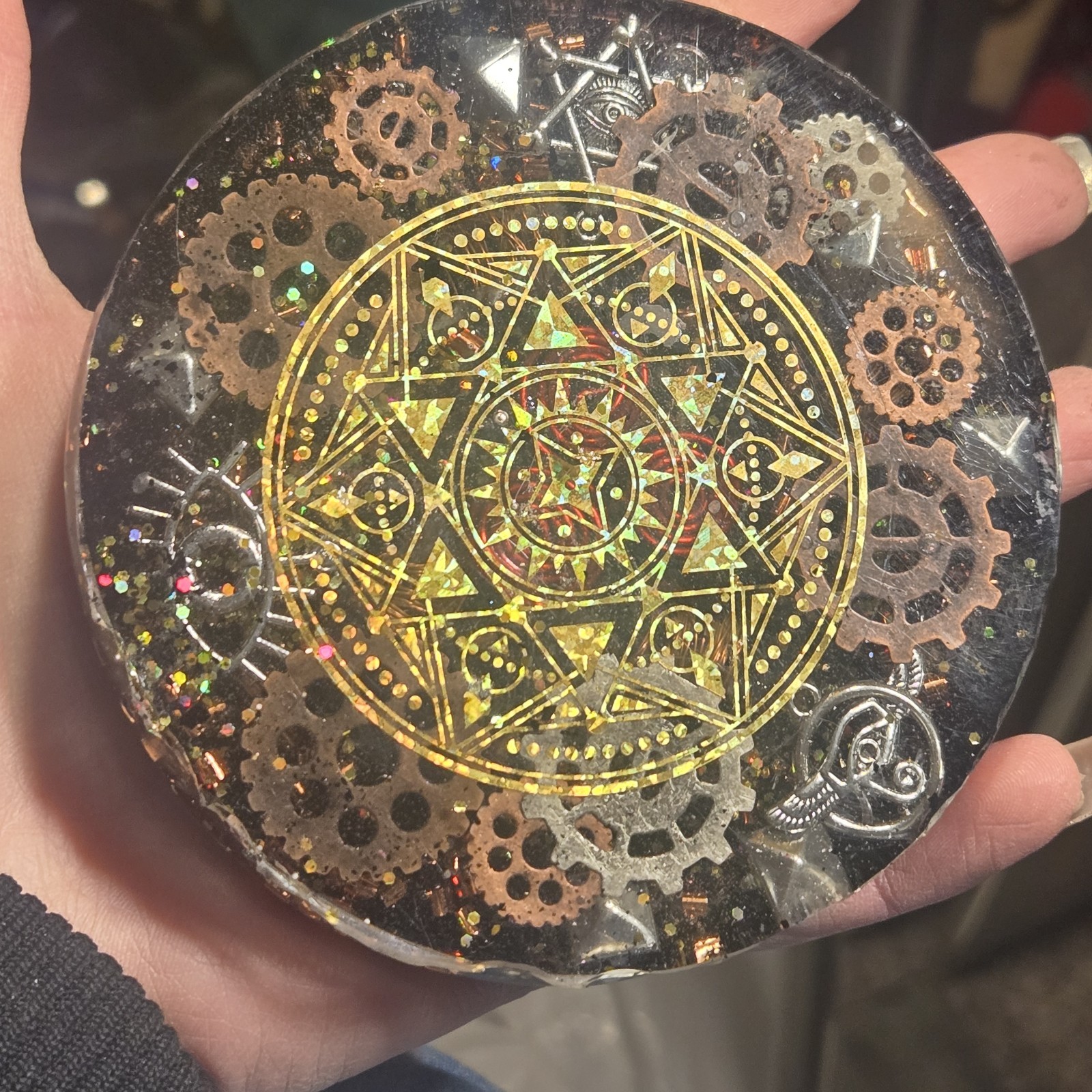 Orgonite Crystal Water Charging Plate Chakra Balancing Coaster Positive Energy