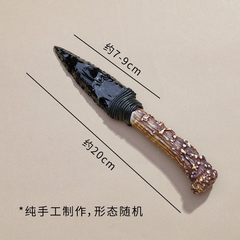Natural obsidian rough stone knife, obsidian dagger, crystal ore handmade stone