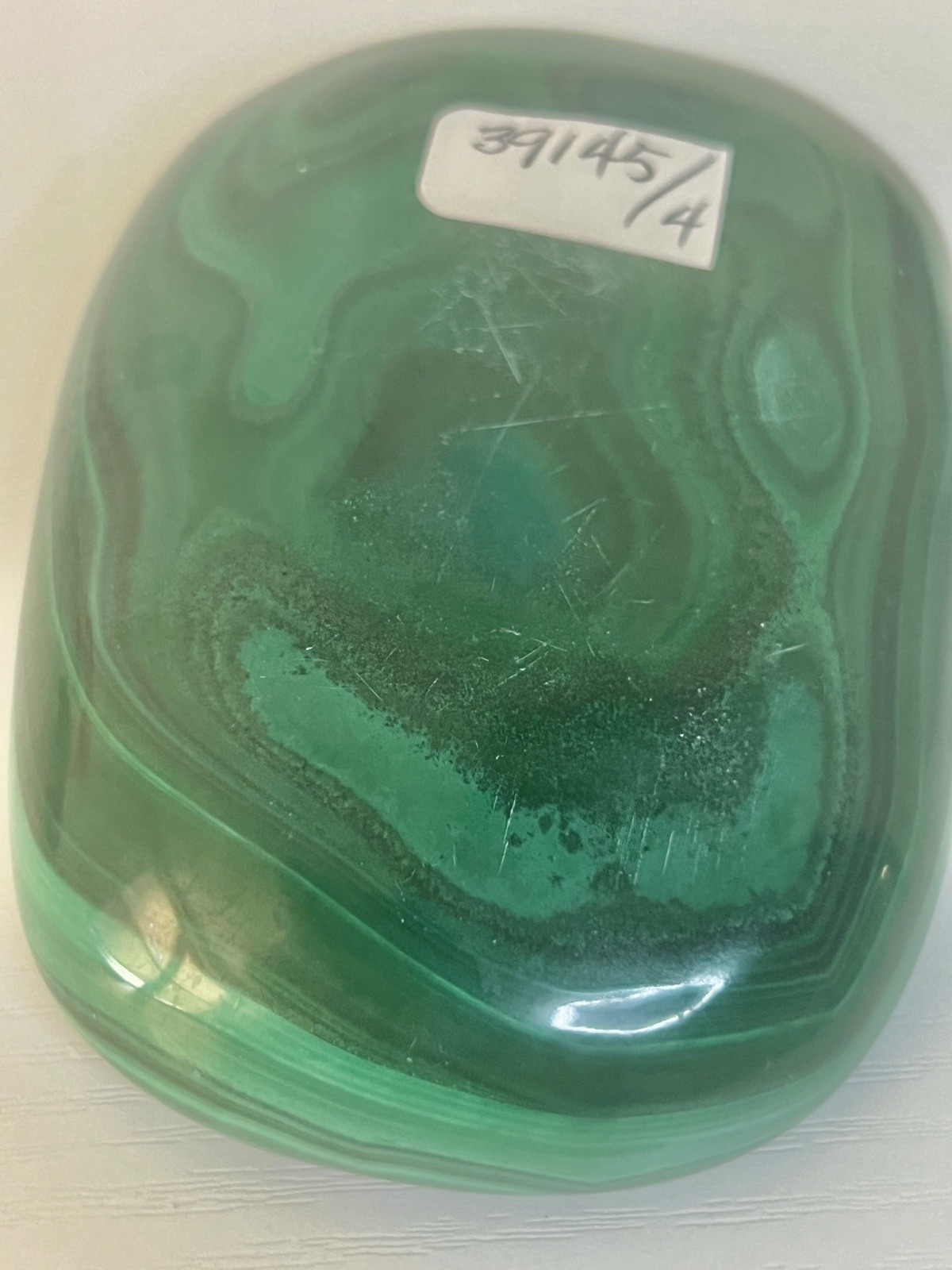Natural Solid Malachite Stone Hand Carved Oval Dish 3.5”x2.5”