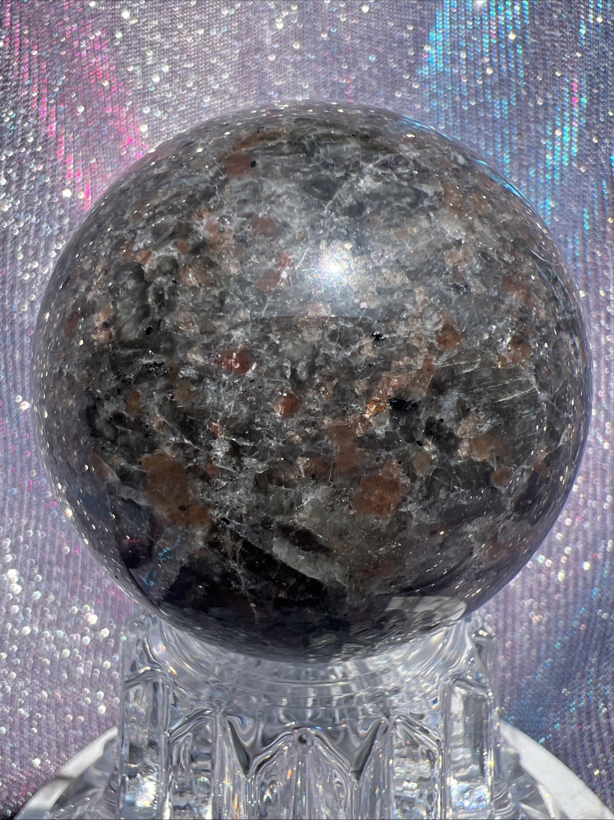 Larvikite Sphere UV Reactive 2.4 inch 60 mm 10.1 oz Crystal US Seller 60
