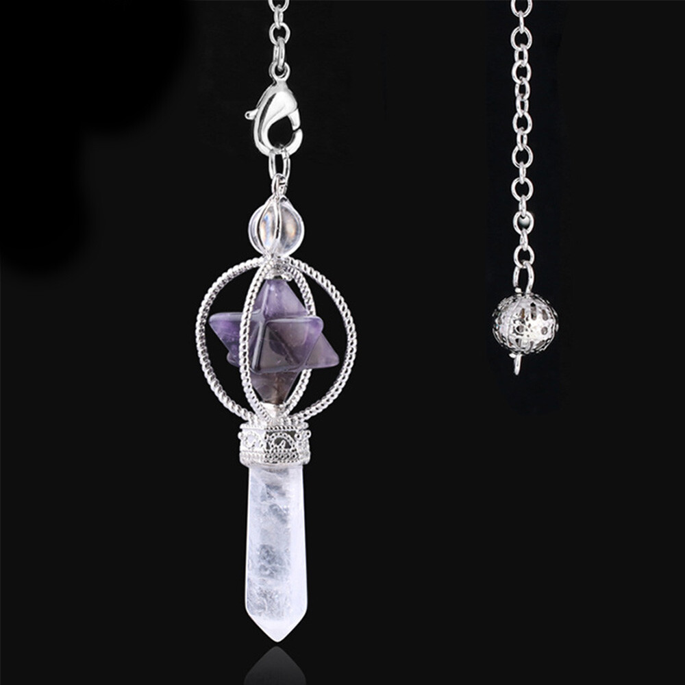 Natural Quartz Crystal Chakra Pendulum Merkaba Star Reiki Healing Pendant Gifts
