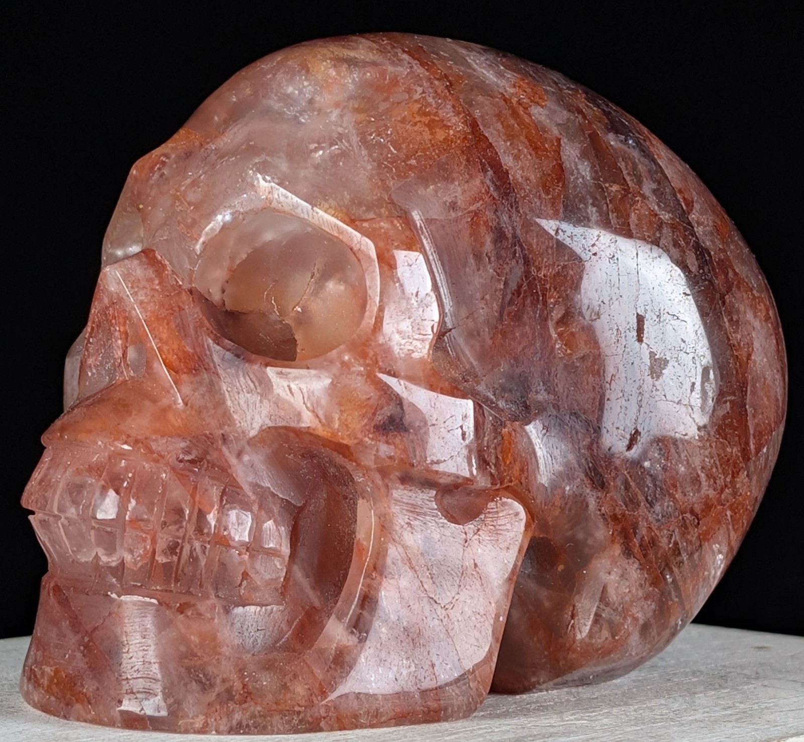 Red Fire Quartz Skull Carving Crystal Gemstone Large Big Chakra Reiki