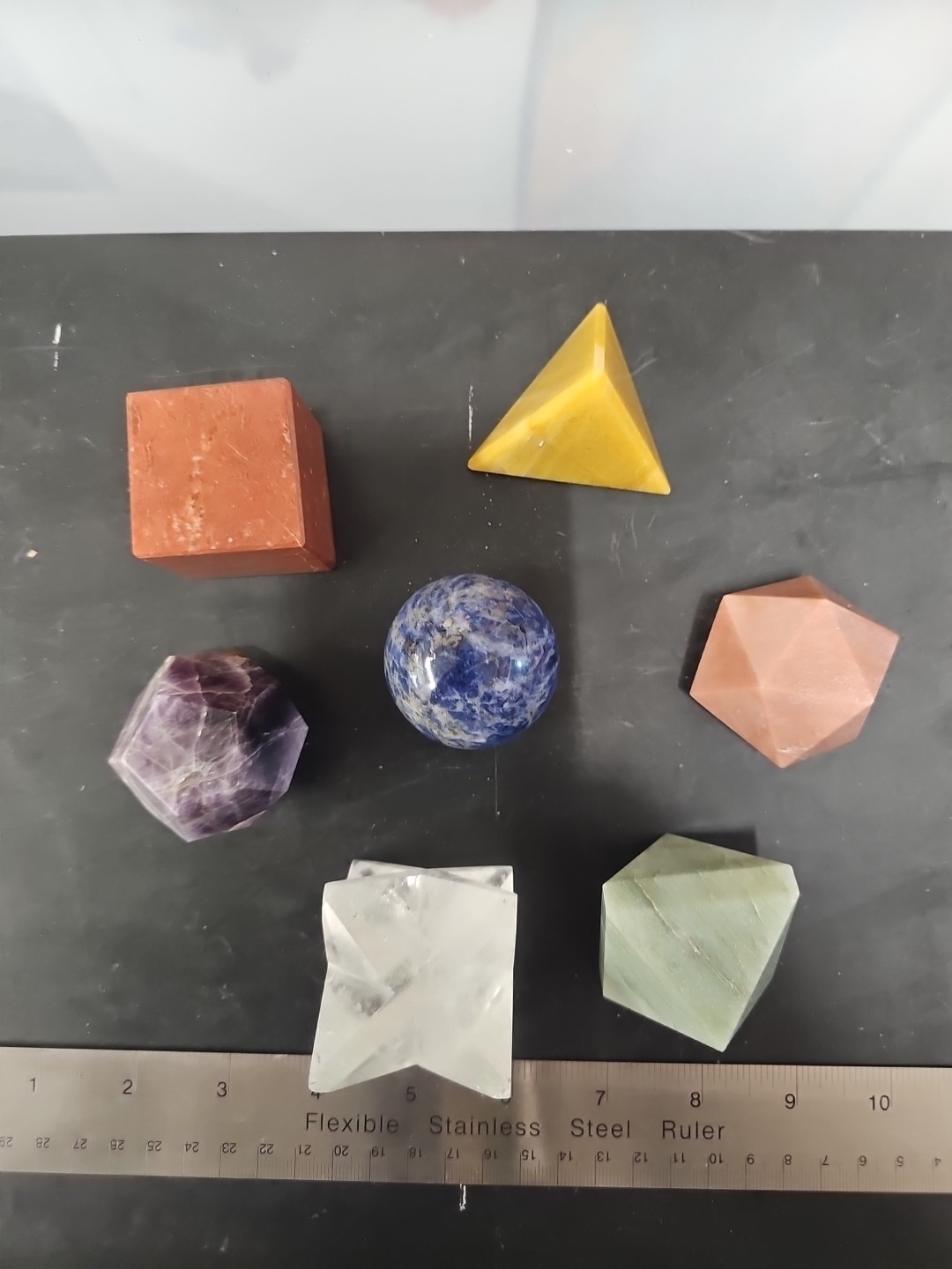 Sacred Geometry Gemstone Set: Platonic Solids & Energy Stones Extra Large