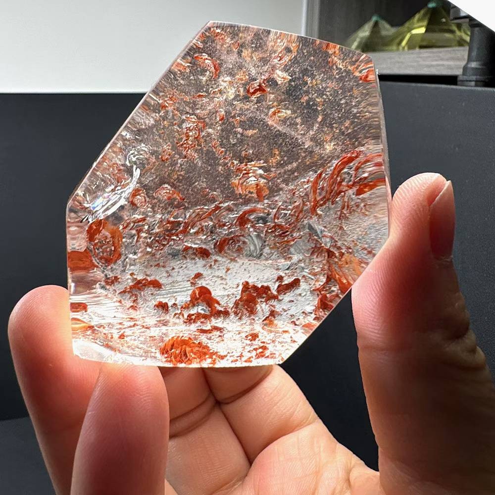 206g Natural Red gum flower Quartz Mineral Specimen Energy Cystal Reiki Decor