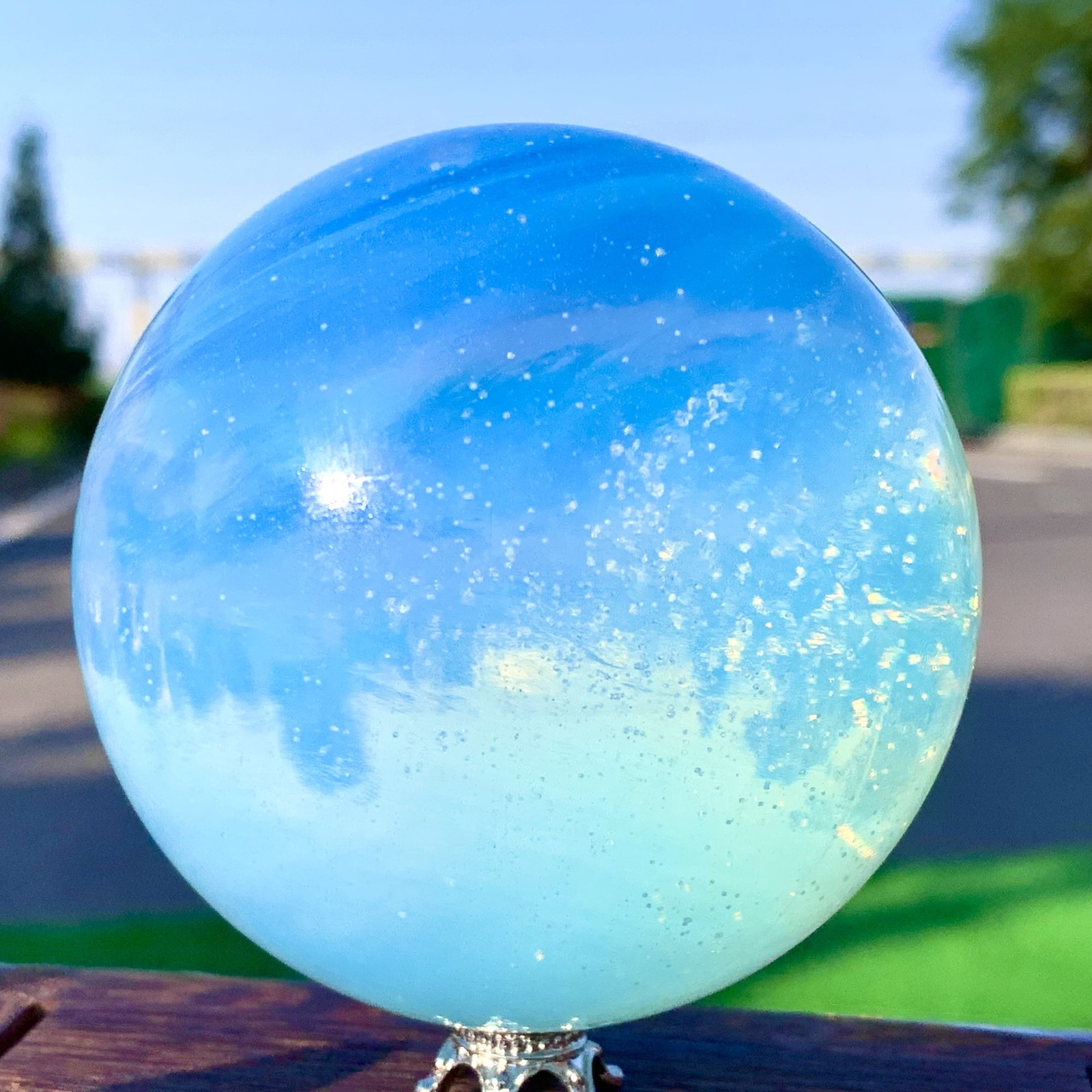 1.18LB Top opalite Ball Quartz Crystal Sphere Reiki Healing