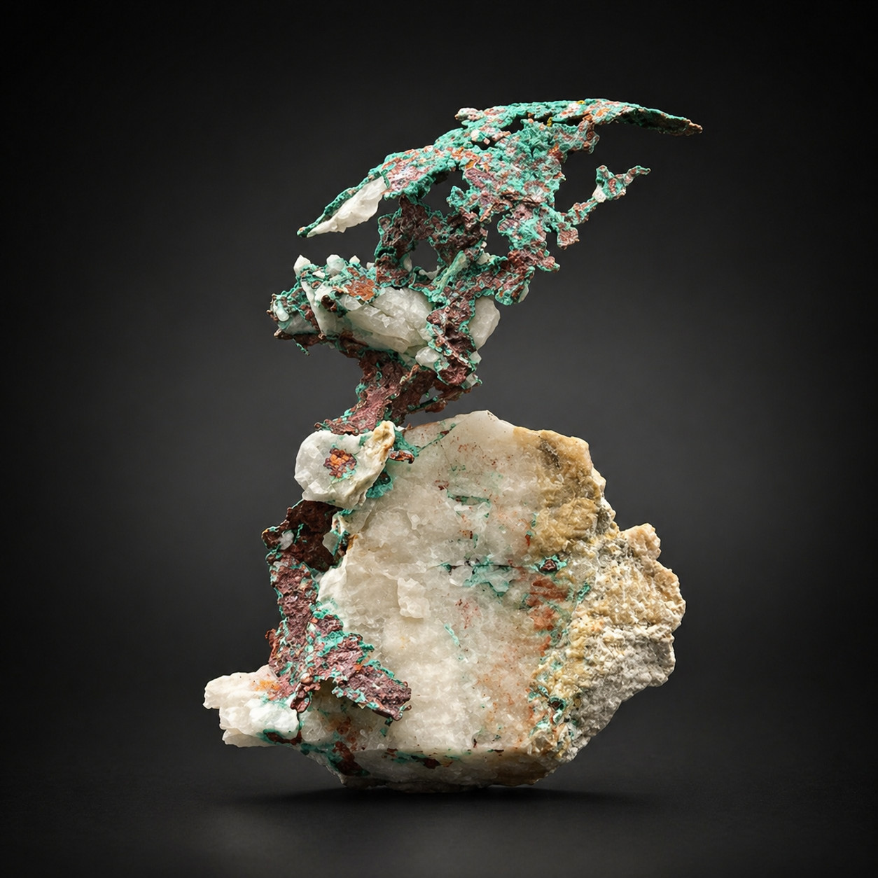 TITLE: Native Copper on Quartz Matrix Specimen – Sculptural Form – 9.247g