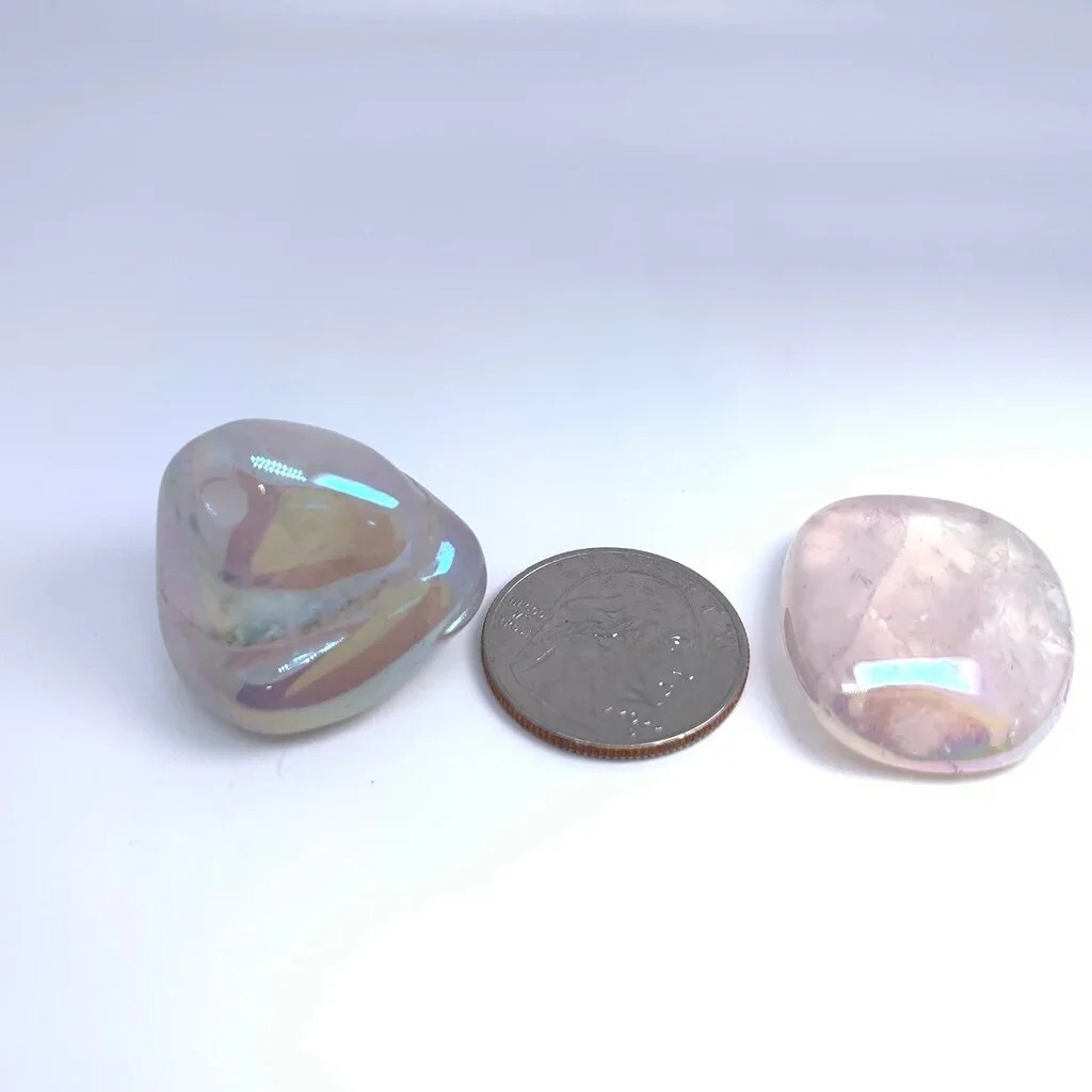 Angel Aura Rose Quartz Crystals, Tumbled 2 Pieces, 28 Grams