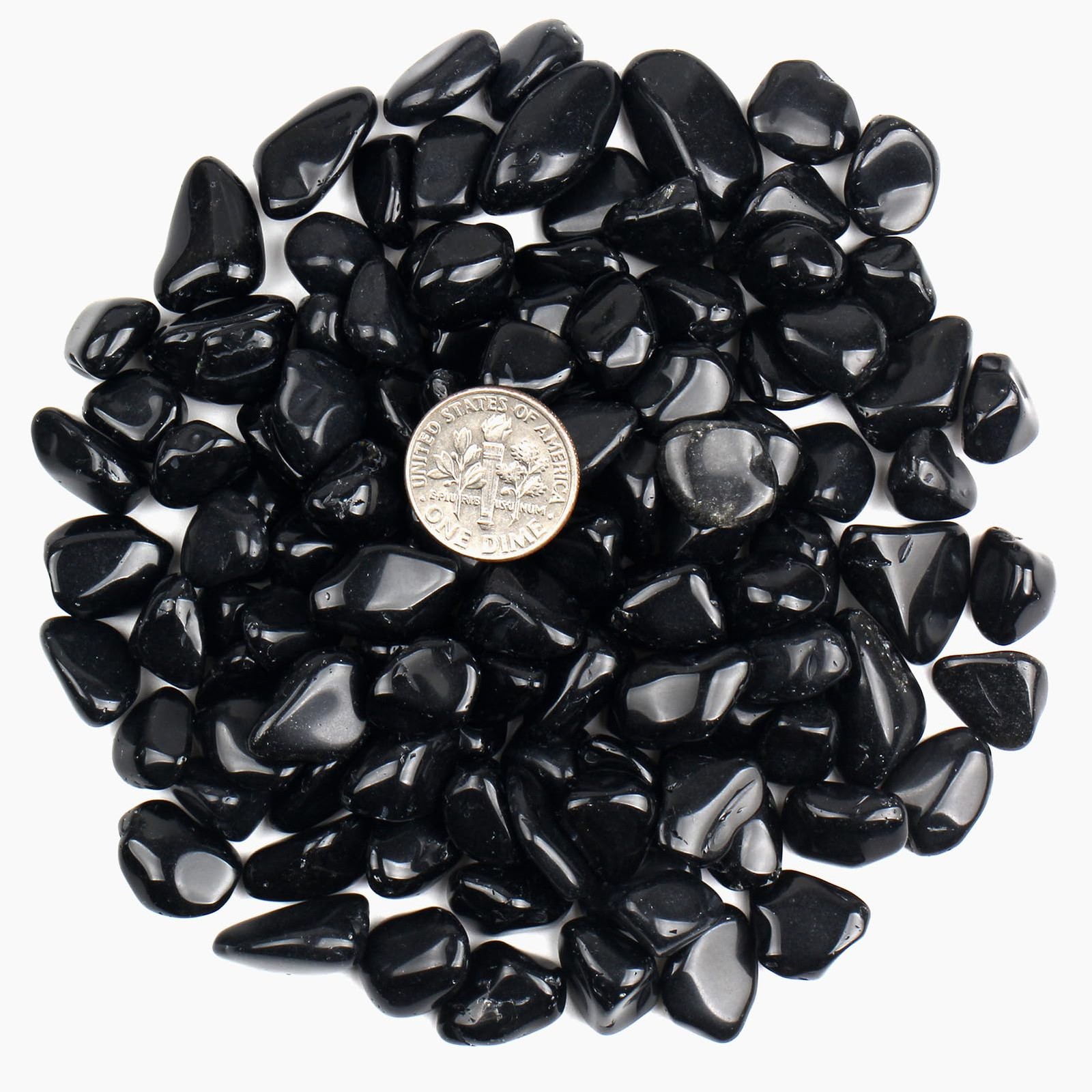 Black Obsidian Tumbled Stone Chips 1 lb Natural Crystal Quartz Pieces