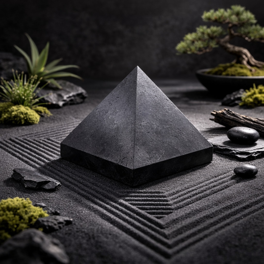 Shungite Pyramid EMF Protection Home Energy Healing Gift Black Decor Crystals