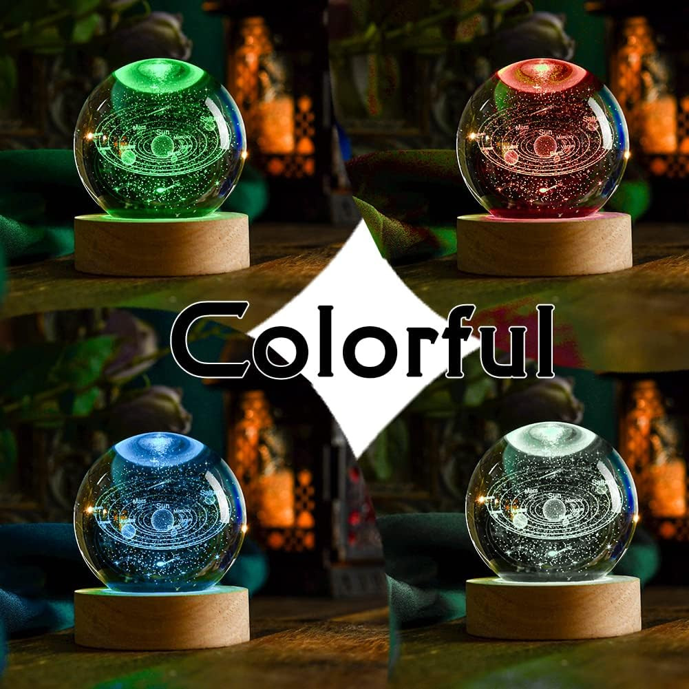 Solar System Crystal Ball 60mm Universe Gifts with Laser Engraved Model Astronom