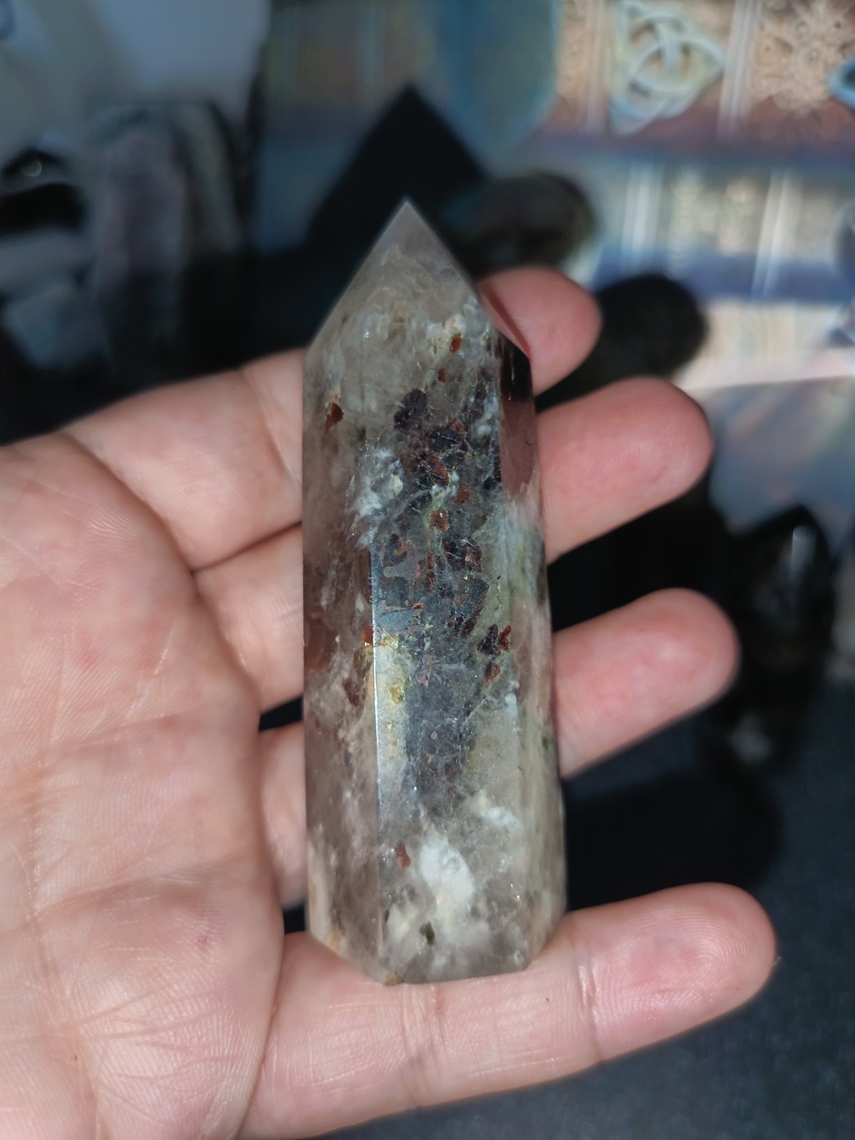 Green Mica & Clear Quartz Crystal Mixed Tower 7-8cm