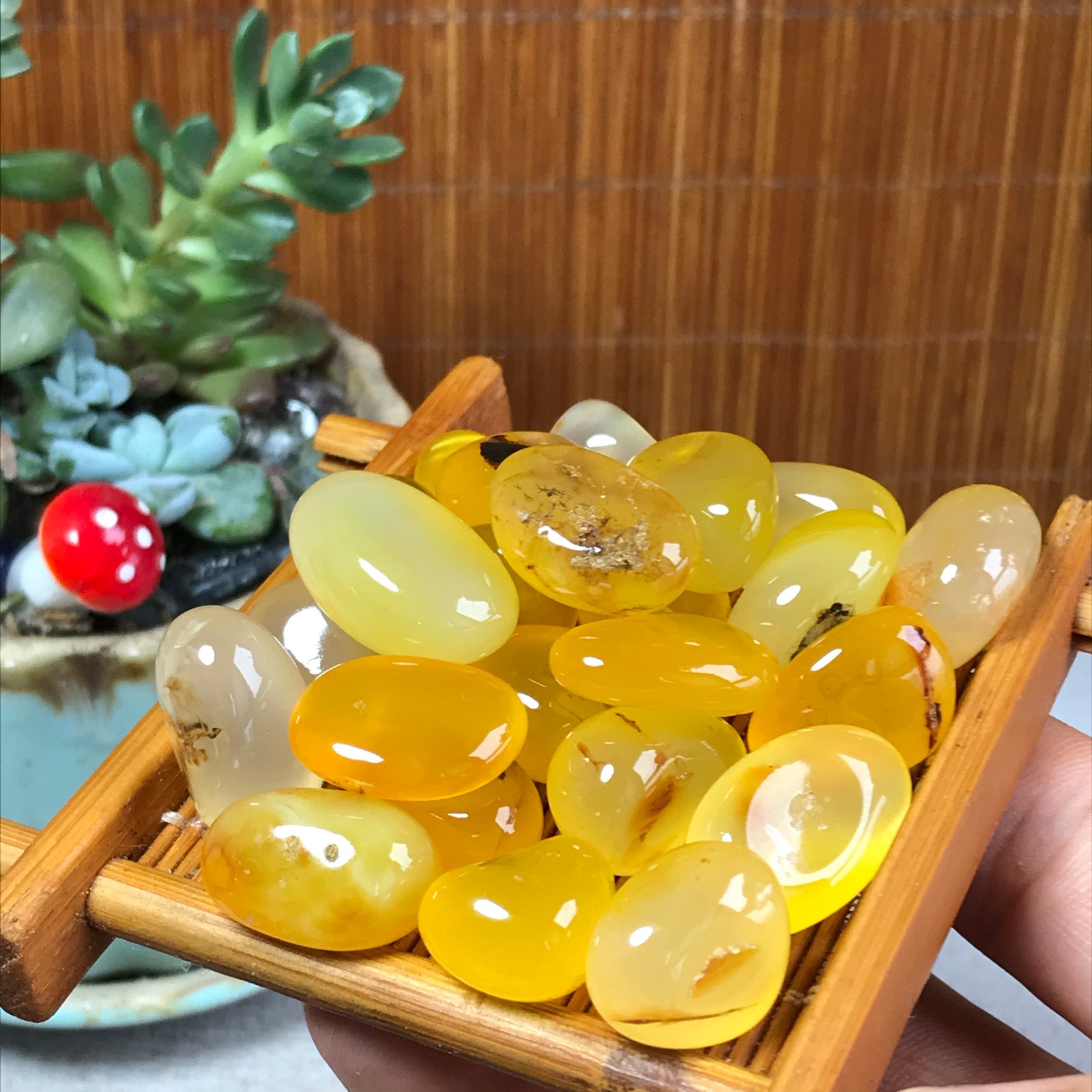 24pcs Natural Yellow agate Crystal gemstone Polish Mineral Specimen 93g A6848