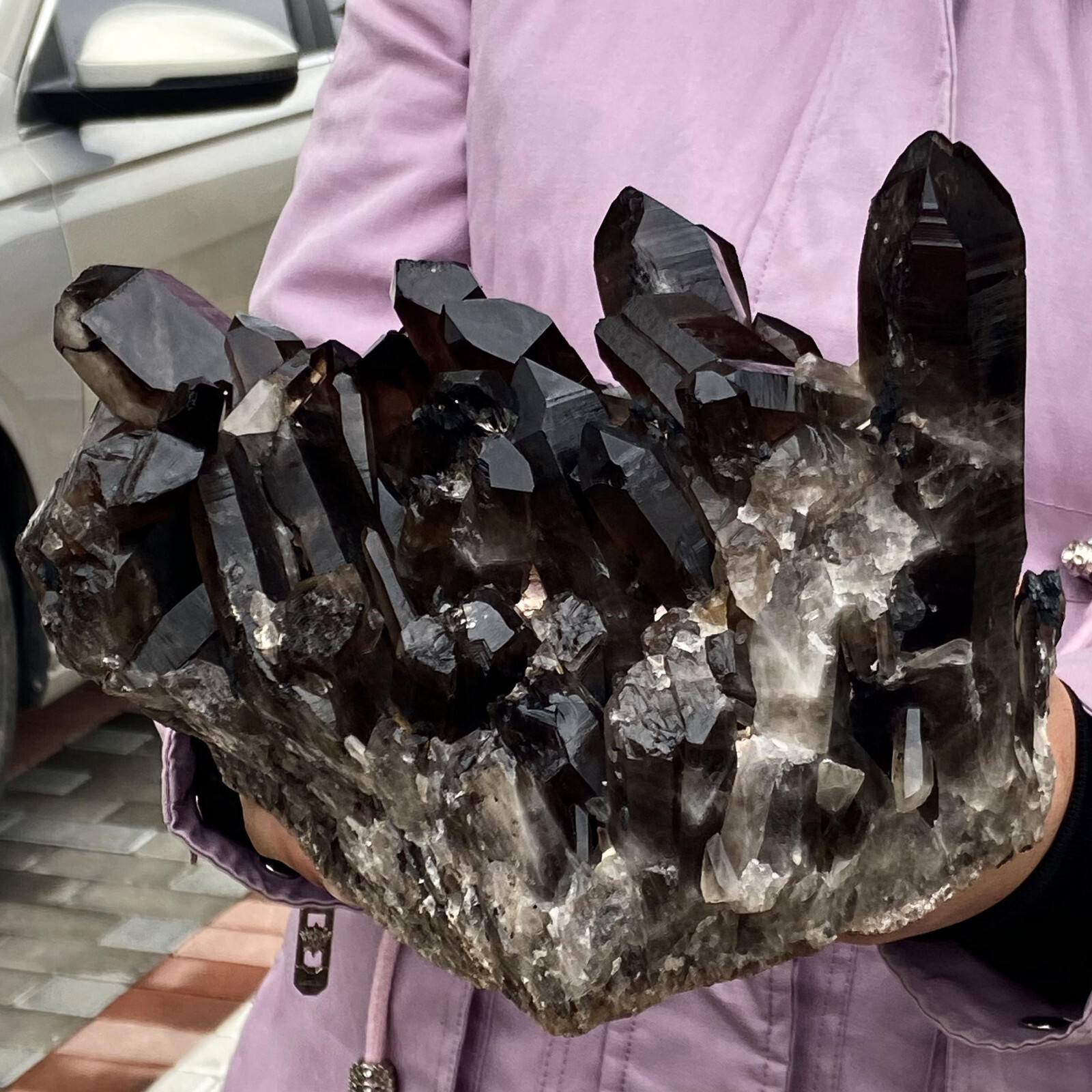 12.1LB Natural Smoky Black Quartz Cluster Crystal Specimen Healing